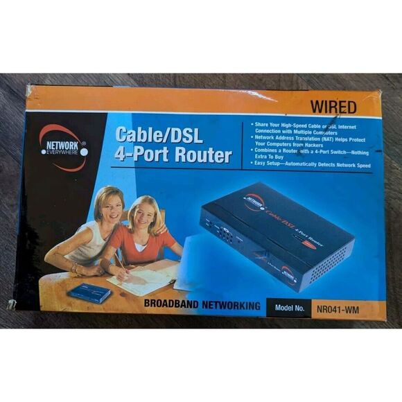 Network‎ Everywhere NR041-WM Wired Cable DSL 4 Port Router Broadband No Disc - Picture 1 of 4